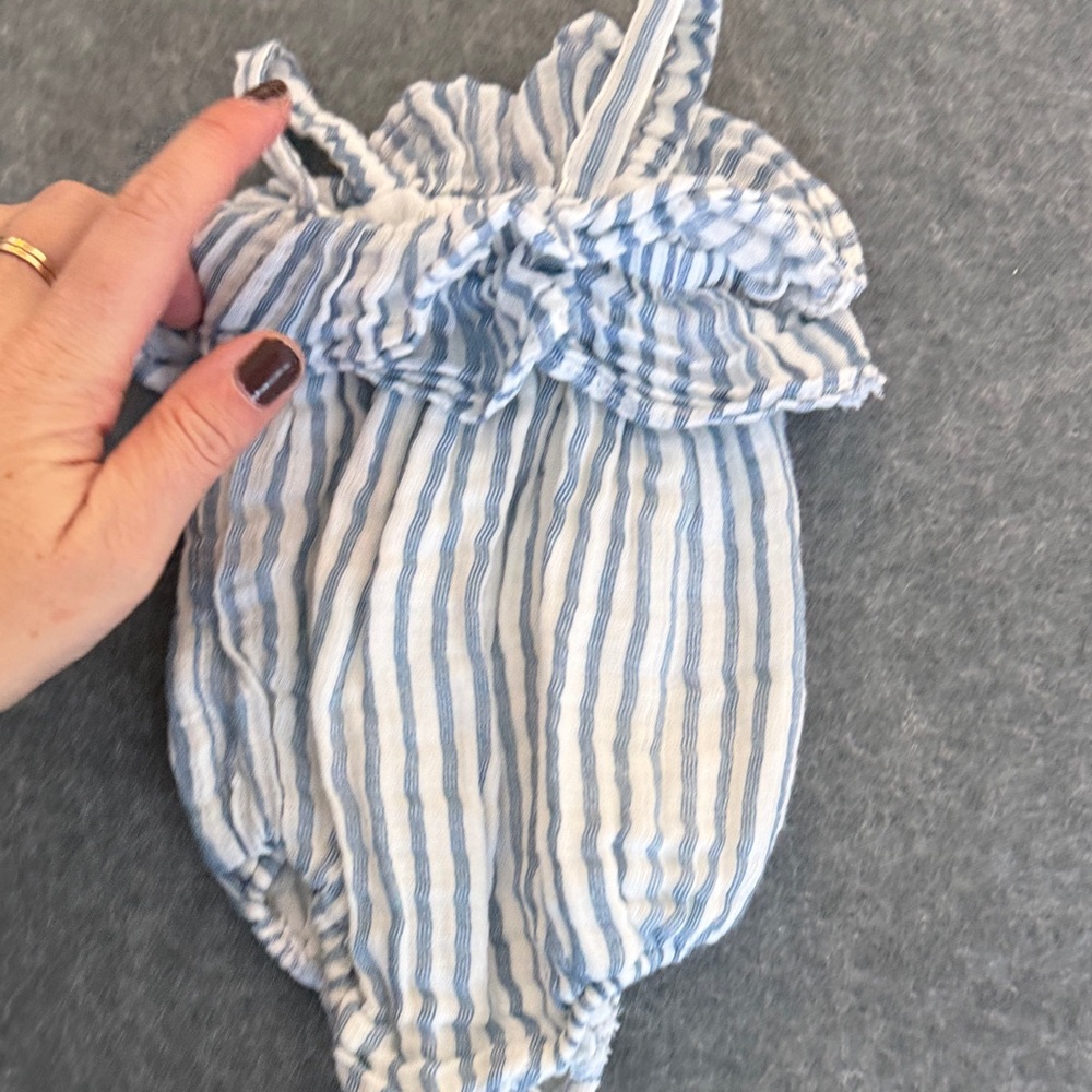 Angel Dear Blue and White Striped Baby Outfit